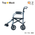 Fauteuil roulant de voyage pliable léger portable en aluminium Topmedi pour personnes handicapées et âgées